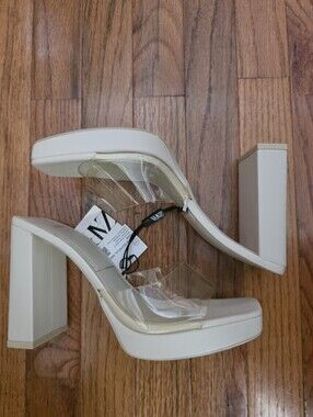NWT Zara Cream Leather Slided/Mules Size 7.5/38
